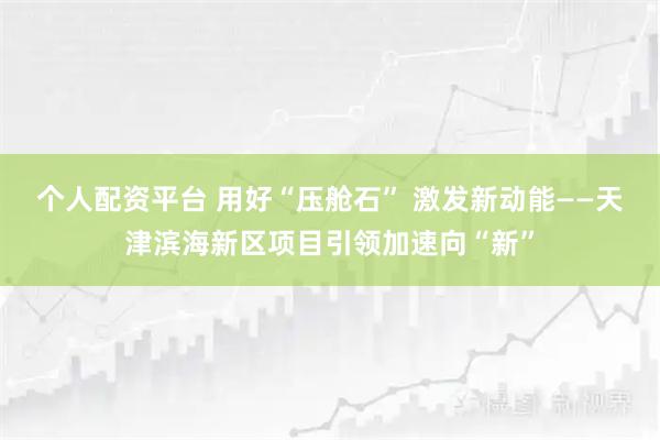 个人配资平台 用好“压舱石” 激发新动能——天津滨海新区项目引领加速向“新”
